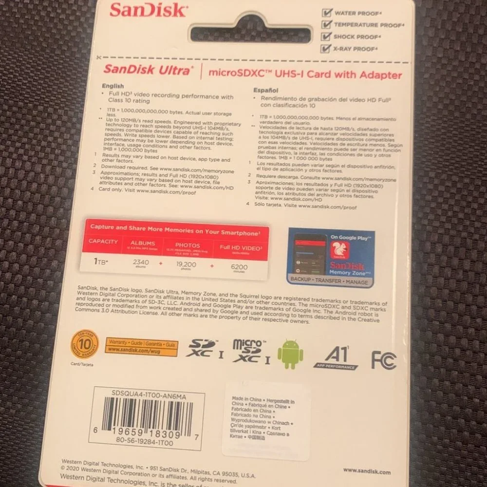 NIB SanDisk Ultra Plus 1TB new micro sd card